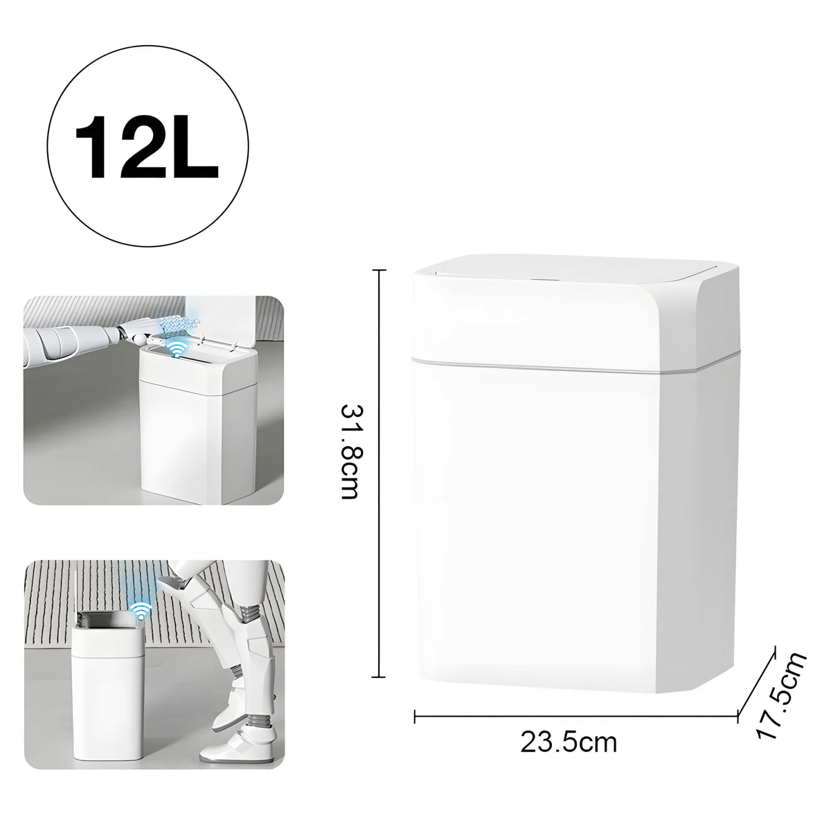 Cubo de Basura Inteligente con Sensor 16/12L