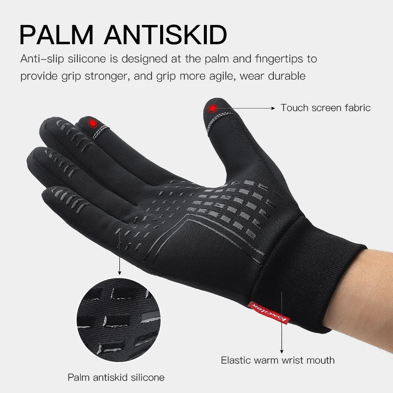 Guantes de Invierno para Ciclismo y Moto – Impermeables, Cortavientos y Compatibles con Pantallas Táctiles