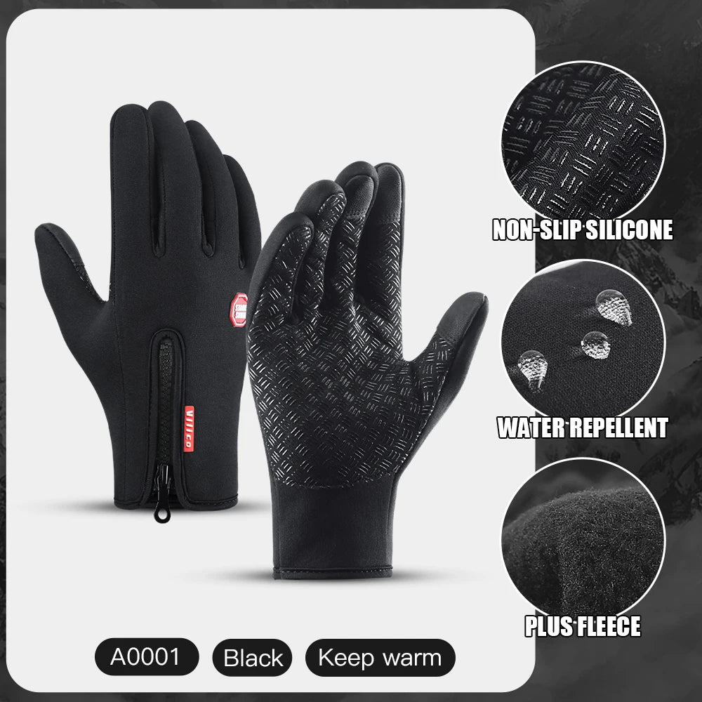 Guantes de Invierno para Ciclismo y Moto – Impermeables, Cortavientos y Compatibles con Pantallas Táctiles